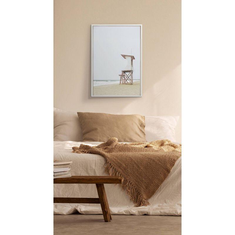 Sylvie Wood Ocean Beach Lifeguard Tower Framed Wall Canvas - Kate & Laurel All Things Decor