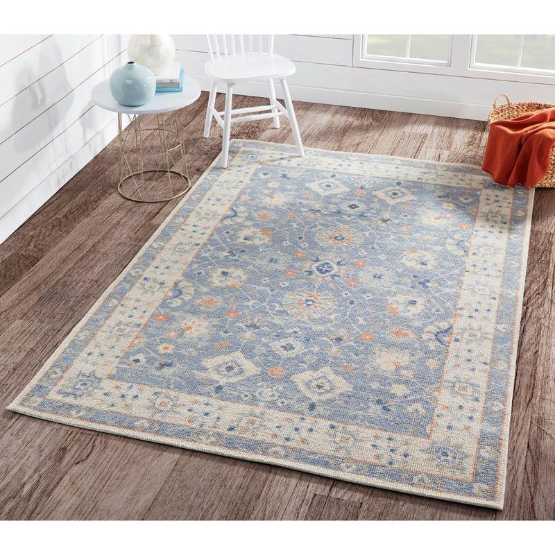 Momeni 3'3"x5' Anatolia Mae Medallion Machine Loomed Area Rug Blue: Wool & Nylon, Low Pile, Indoor Classic Rectangle Rug