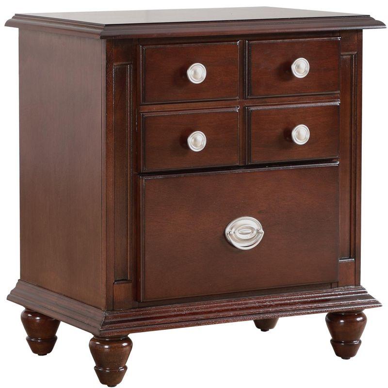 Passion Furniture Summit 5-Drawer Cappuccino Nightstand (27 in. H x 16 in. W x 24 in. D)