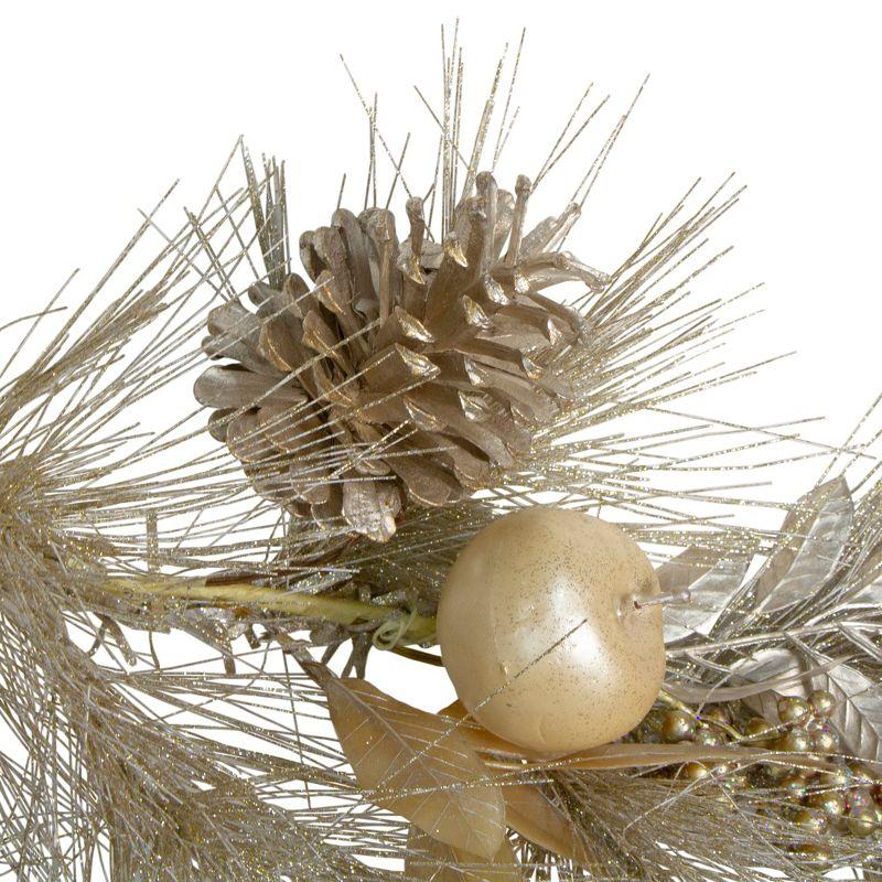 Northlight Glitter Pine Needle and Apple Pine Cone Artificial Christmas Garland - 6' x 9" - Unlit