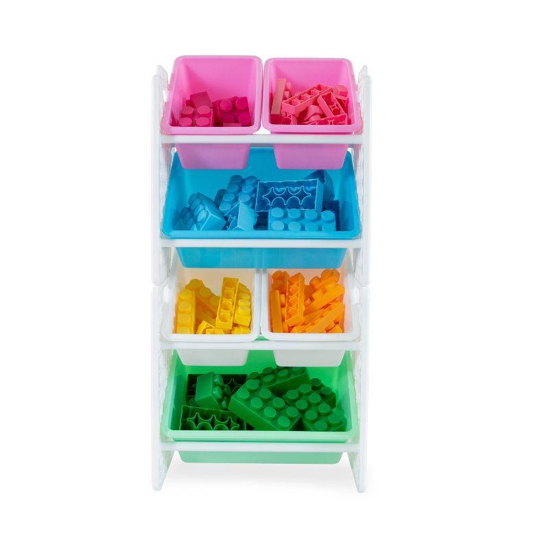 UNiPLAY Toy Organizer With 6 Removable Storage Bins and Block Play Panel, Multi-Size Bin Organizer