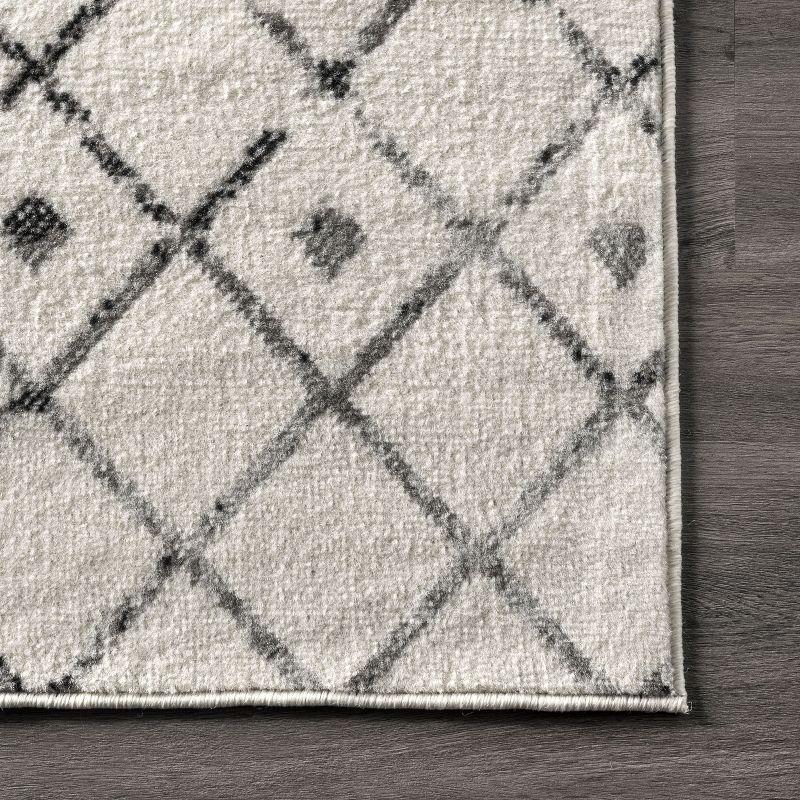 Nuloom 5x8 Zola Geometric Moroccan Indoor Area Rug, Grey, Faded Bohemian Design, Stain Resistant, BedroomLiving Room, Kitchen,