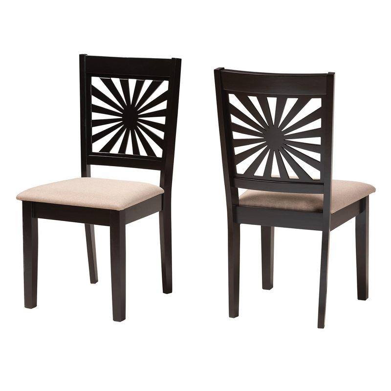 Olympia Beige and Espresso Brown Upholstered Wood Dining Chair Set