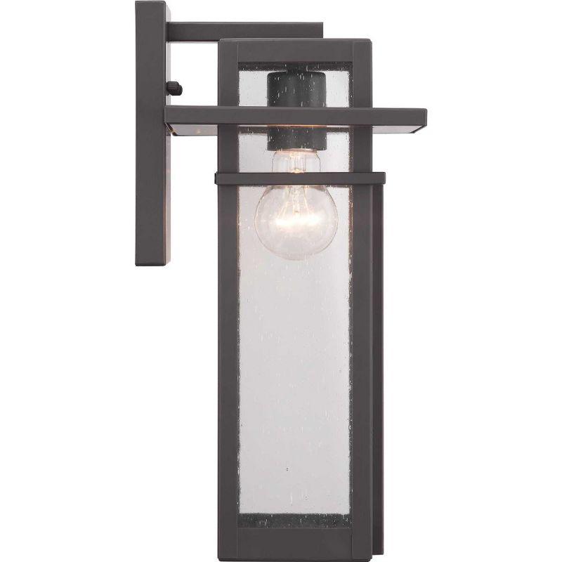 Progress Lighting Boxwood 1-Light Medium Wall Lantern in Antique Bronze with Clear Seeded Glass Shade