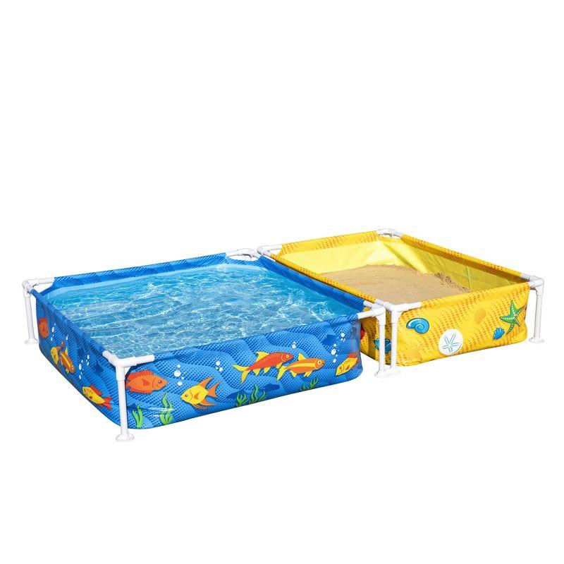 H2OGO! 2-in-1 My First Frame Above Ground DuraPlus Corrosion Resistant Steel Frame Kiddie Pool and Sandpit with Cover and Repair Patch