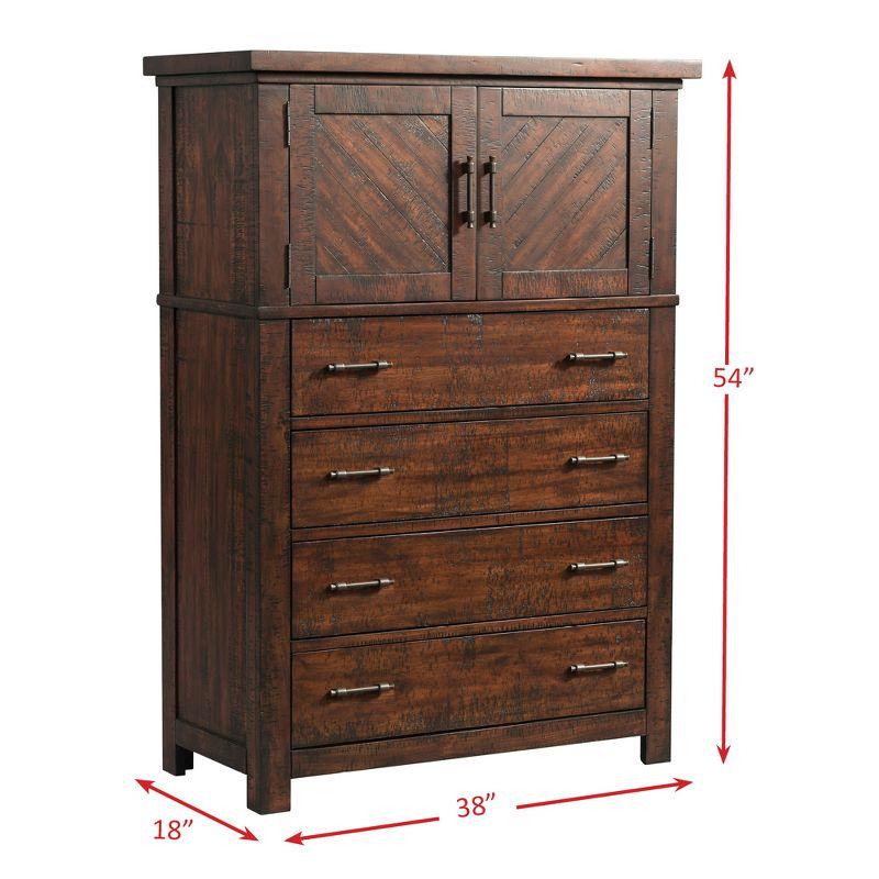 Dex Chest Walnut Brown - Picket House Furnishings: 5-Drawer Vertical Storage, Bedroom Furniture