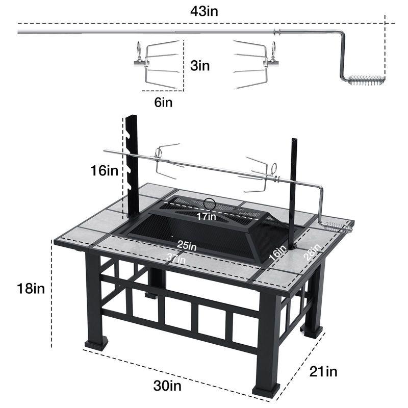 SINGLYFIRE 37 Inch Large Fire Pit with Ceramic Table & BBQ Grill for Backyard Garden