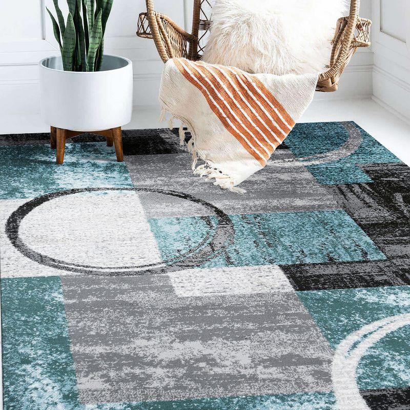 World Rug Gallery Abstract Circle Gray 6'6"x9' Area Rug