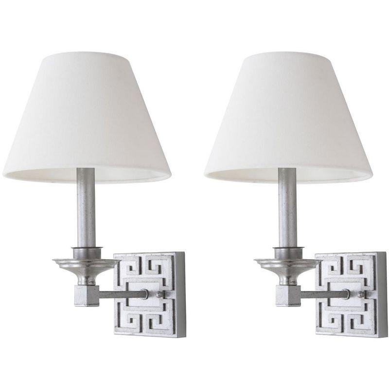 Contemporary Greek Key Silver Wall Sconce Set