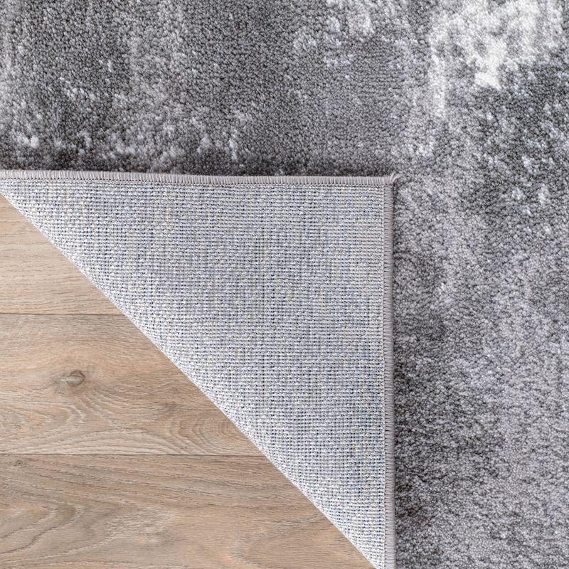 World Rug Gallery Distressed Abstract Watercolor Gray 5' x 7' Area Rug