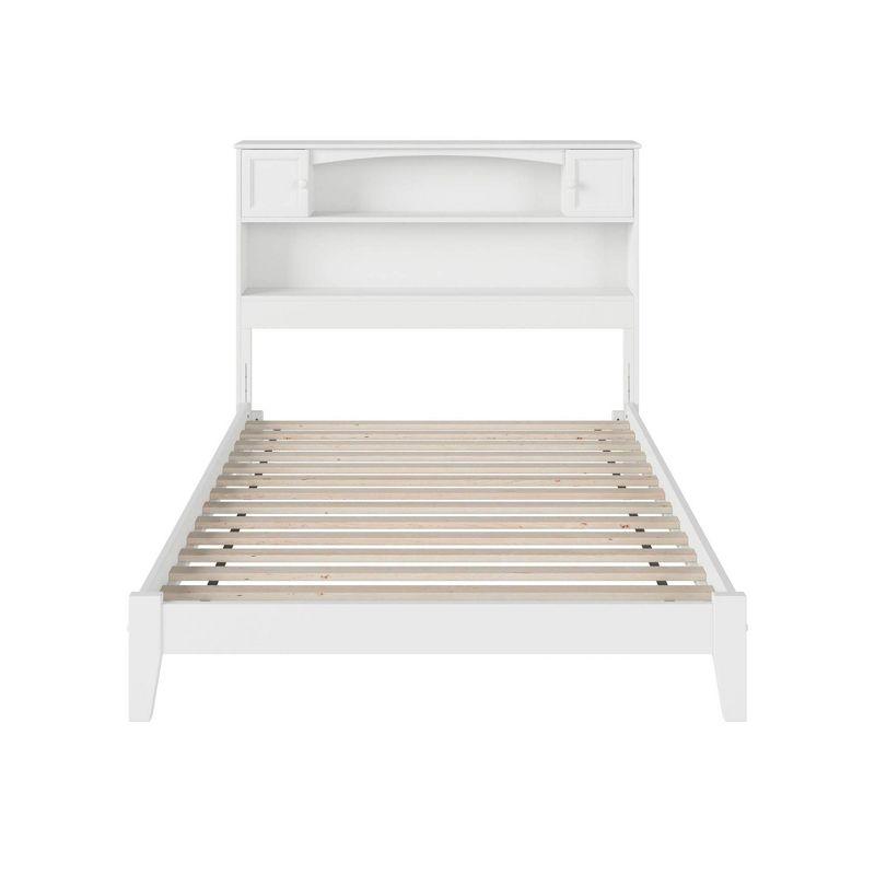 AFI Full Newport Bed with Open Footboard White: Kids' Platform with Bookcase Headboard, No Box Spring Needed