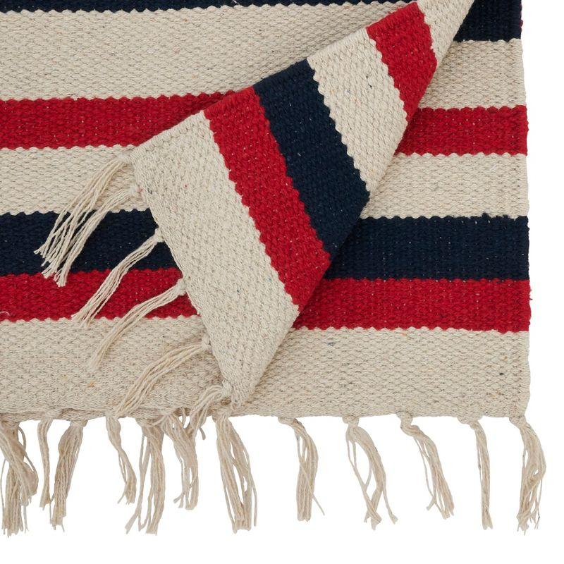 Patriotic Multicolor Cotton Fringe Table Runner