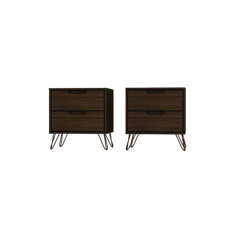 Set of 2 Rockefeller 2 Drawer Nightstands - Manhattan Comfort