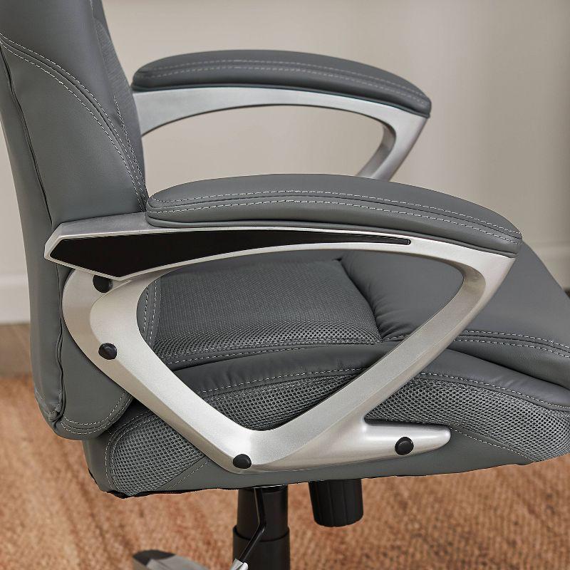 Amplify Executive Mesh Office Chair Seamless Light Gray - Serta: Ergonomic with Fixed Arms & Casters, Adjustable Height