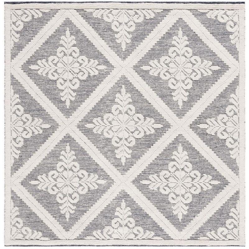 Vermont VRM306 Hand Woven Indoor Area Rug - Ivory/Navy - 6'x6' - Safavieh