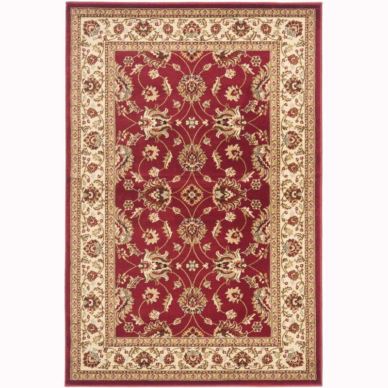 Red and Ivory 4' x 6' Synthetic Safavid Style Area Rug