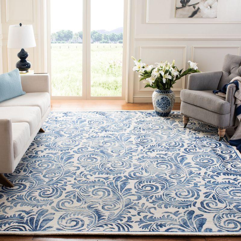 Blue and Ivory Hand-Tufted Wool 8' x 10' Area Rug