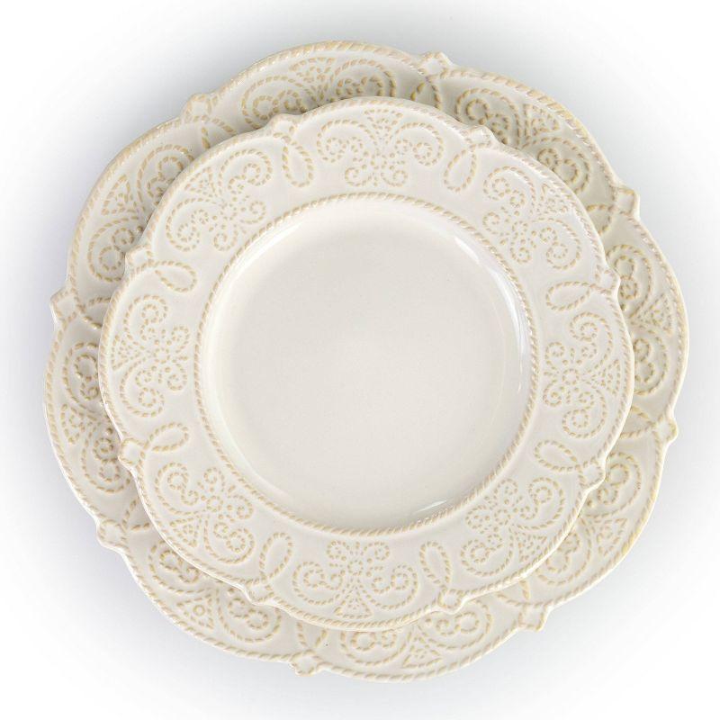 Luna White Porcelain Scalloped 16-Piece Dinnerware Set