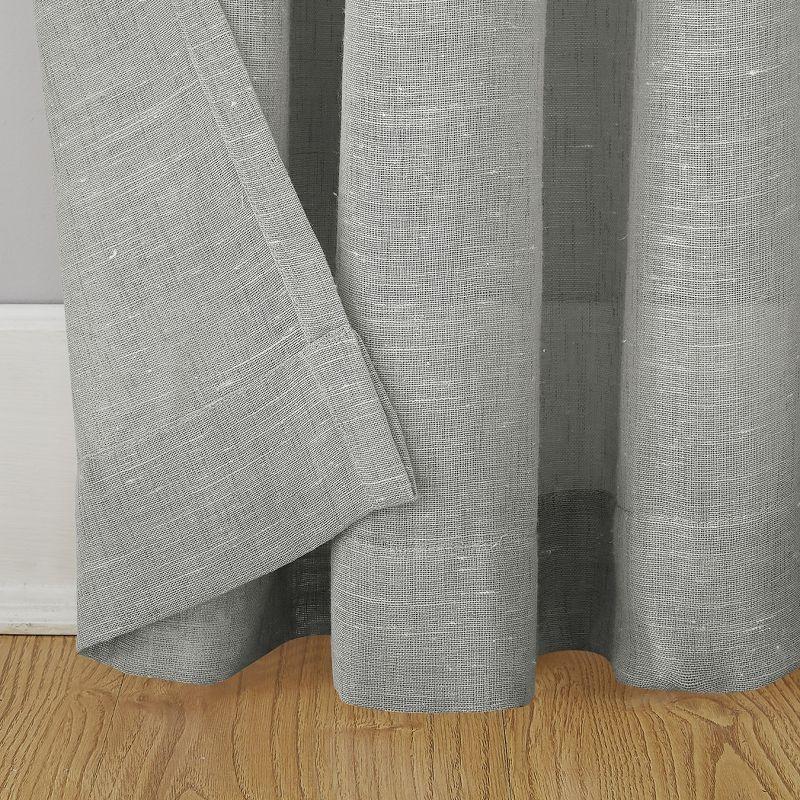 63"x52" Slub Textured Linen Blend Grommet Top Curtain Gray - Archaeo: Light Filtering Panel, Modern Indoor Decor