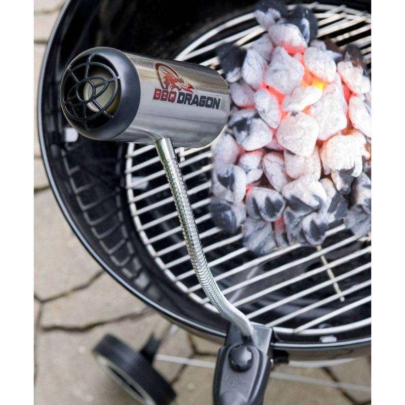 BBQ Dragon Grill Fan - Black: Stainless Steel Construction, No Assembly, Portable Charcoal Air Blower