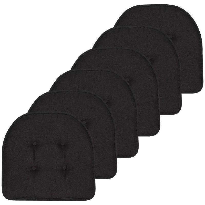 Black Memory Foam U-Shaped Chair Cushions Set of 6