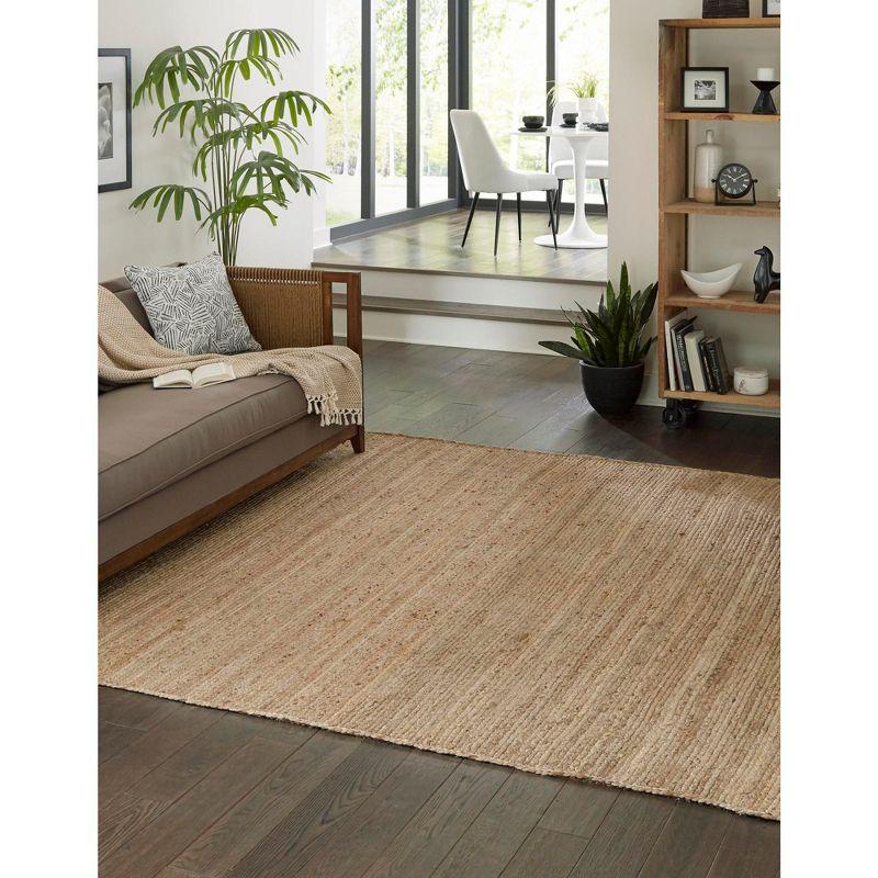 Handmade 10'x10' Braided Jute Square Rug in Natural Brown