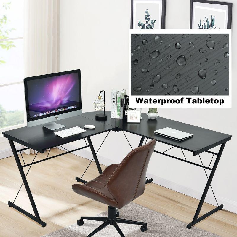 Costway 59'' L-Shaped Computer Table Study Workstation   Home Office Black