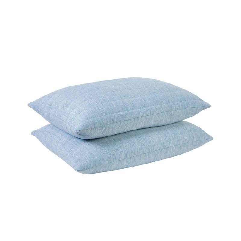 Allied Home King Medium Machine Washable Below 0 Quilted Cooling Bed Pillow Heathered Blue