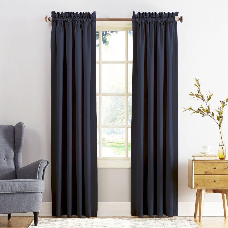 Navy Room Darkening Rod Pocket Curtain Panel, 54" x 63"