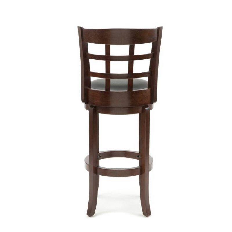 Kyoto Cherry Wood and Leather 360° Swivel Barstool