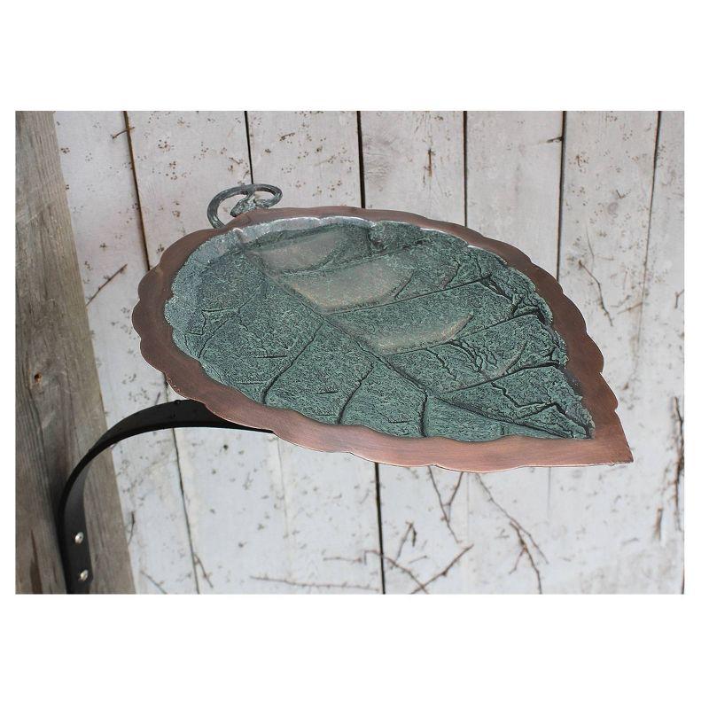 11.5" Aspen Leaf Birdbath with Wall Mount Bracket Antique Brass Plated - Achla Designs: Weather-Resistant, No Assembly Required