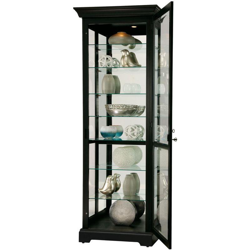 Greyleigh™ Flagg Lighted Gallery Style 5 Shelf Curio Cabinet in Onyx Black