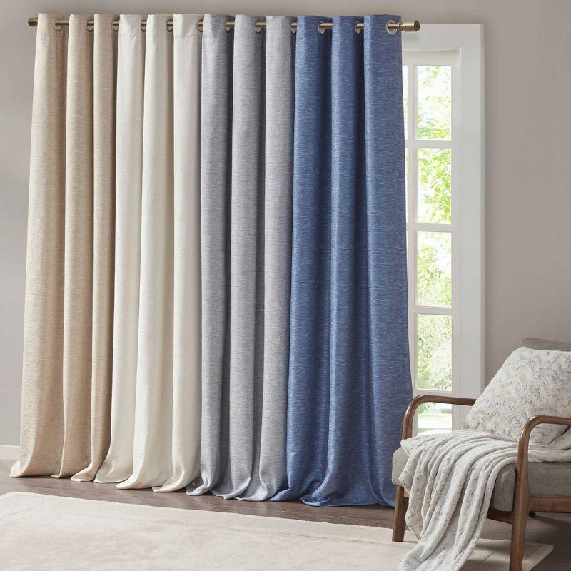 Ivory Faux Silk Blackout Grommet Window Curtains, 84"