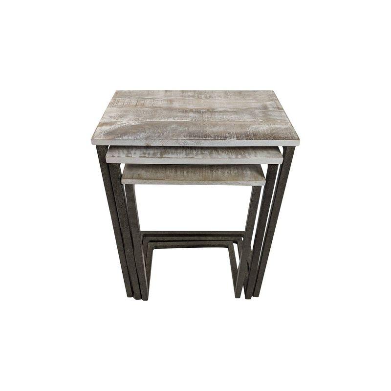 Carolina Living Addison Nesting Table Set Natural Driftwood/Aged Iron: 3-Piece, Solid Mango, Metal Frame, No Assembly Required