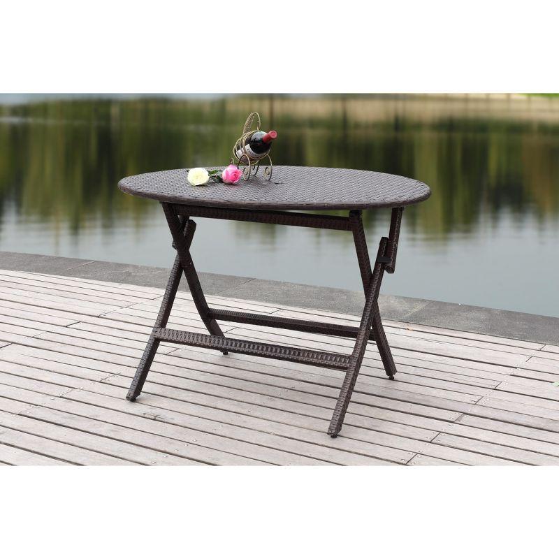 Ellis Round Patio Folding Table - Brown - Safavieh