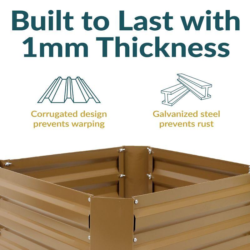 Sunnydaze Hot Dip Galvanized Steel Raised Garden Bed for Plants, Vegetables, and Flowers - 24" Square x 12" H - Brown