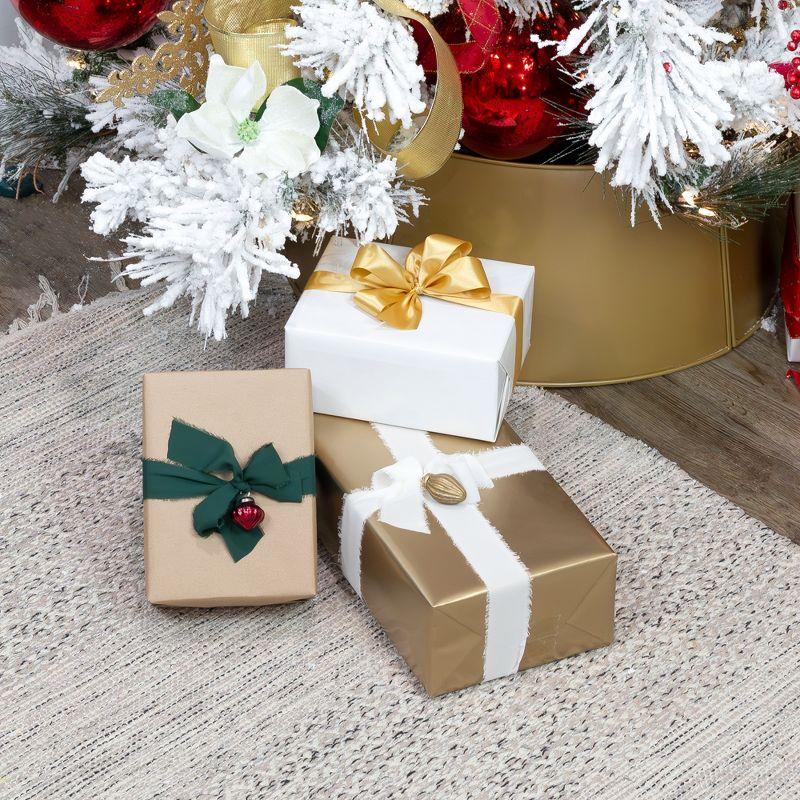 AuldHome Design Small Gold Glass Finial Ornaments, 12pc Set; Antiqued Retro Mercury Style Christmas Tree Decorations w/ Storage Bag