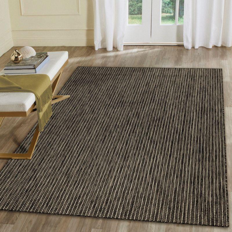 Liora Manne Carmel Texture Stripe Indoor/Outdoor Rug Black 4'10" x 7'6"