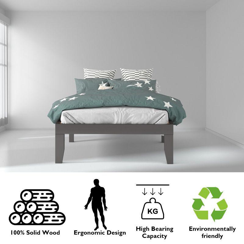 Blooming Espresso Twin Size Solid Wood Platform Bed Frame, 14-Inch Height With Slat Support