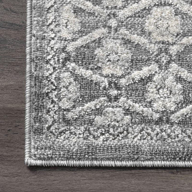 Elysian Gray Synthetic 52"x24" Stain-Resistant Area Rug