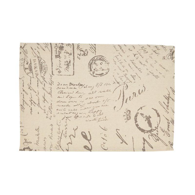 Beige Vintage Script Print Fabric Placemats, Set of 4