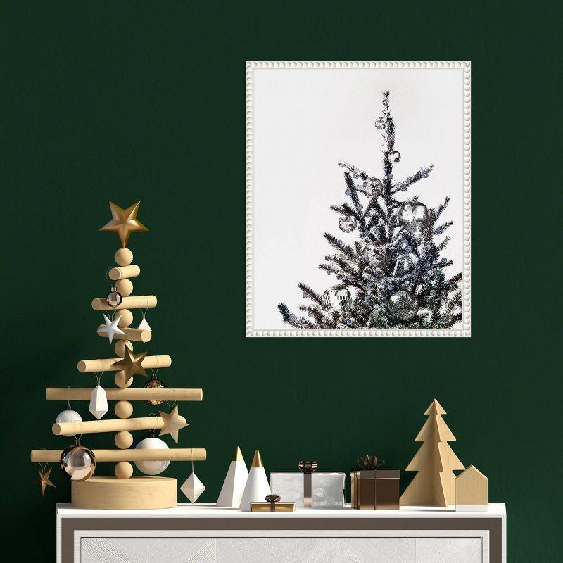 White Framed Disco Christmas Tree Canvas Art Print, 16" x 20"