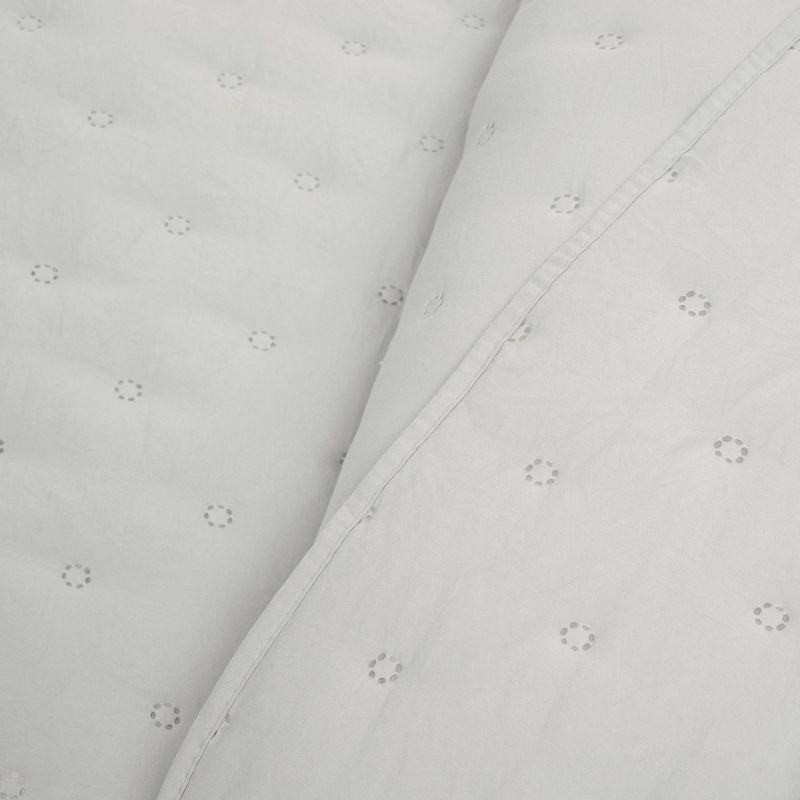 Light Gray King Microfiber Reversible Quilt Set with Ruffles