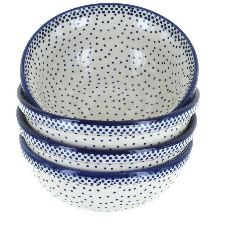 Blue Rose Polish Pottery Small Dots 4 PC Dessert Bowl Set