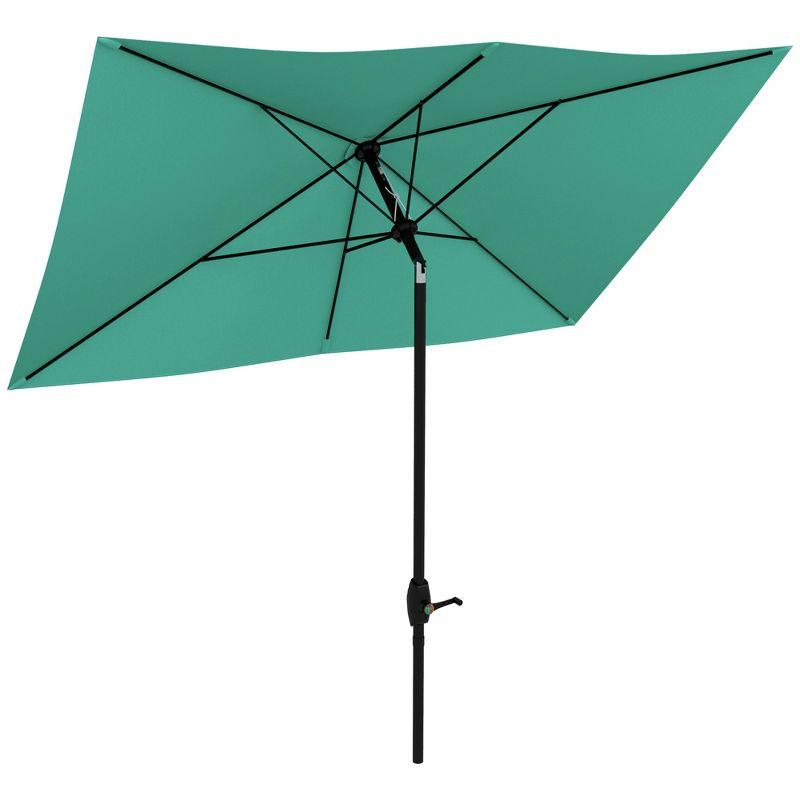 Teal Green Rectangular Market Umbrella with Crank and Tilt