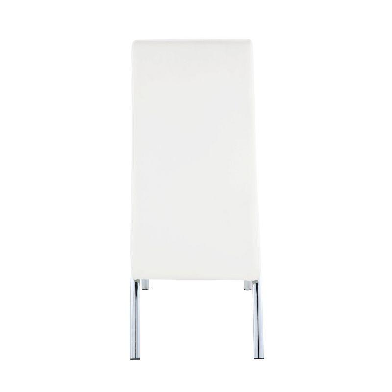 Set of 2 17" Pervis PU Dining Chairs White/Chrome - Acme Furniture: Metal Frame, Polyurethane Upholstery, Armless Design