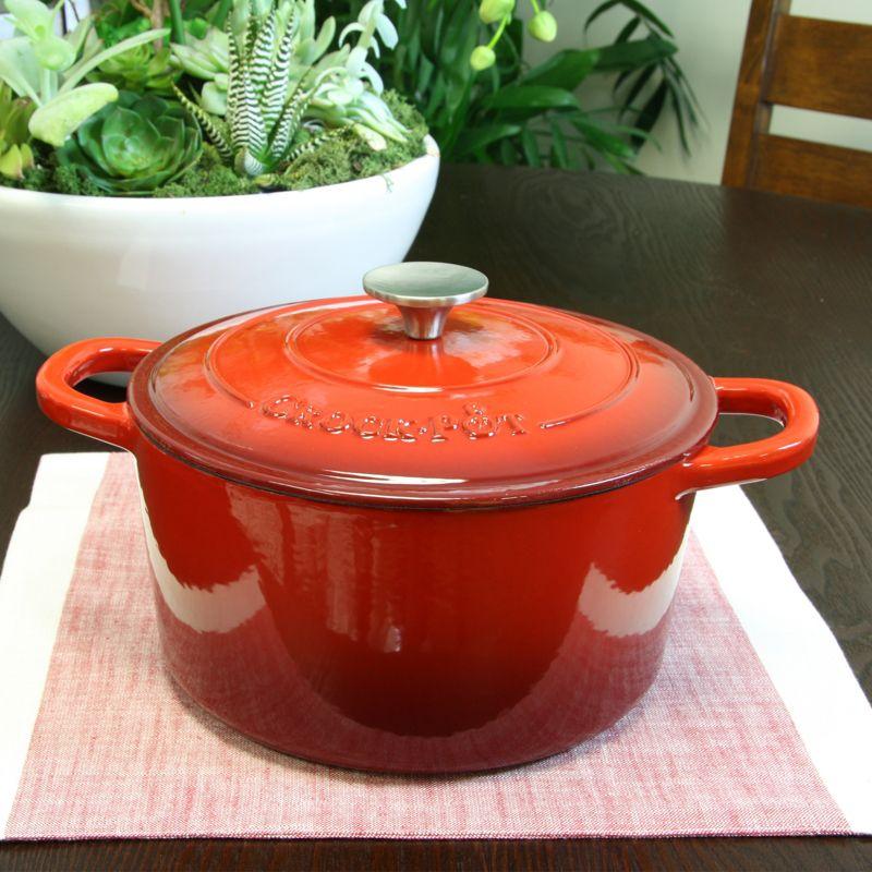 Scarlet Red Enameled Cast Iron 5 Qt Dutch Oven