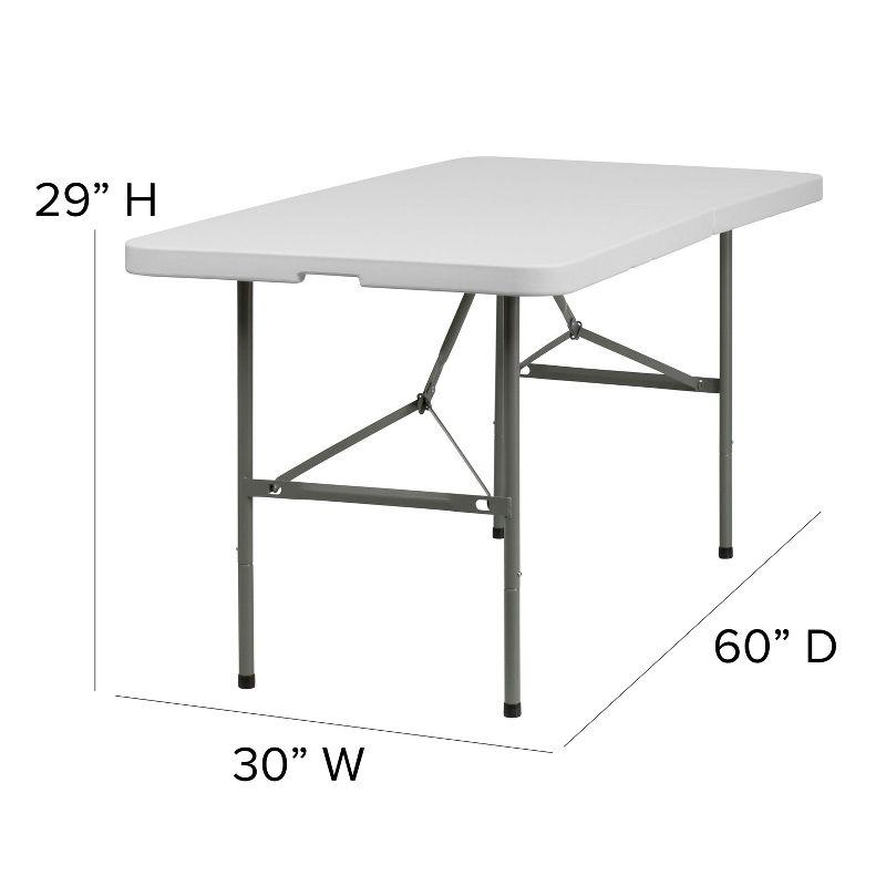 Noah 30"W x 60"L Bi-Fold Granite White Plastic Folding Table - Banquet Table