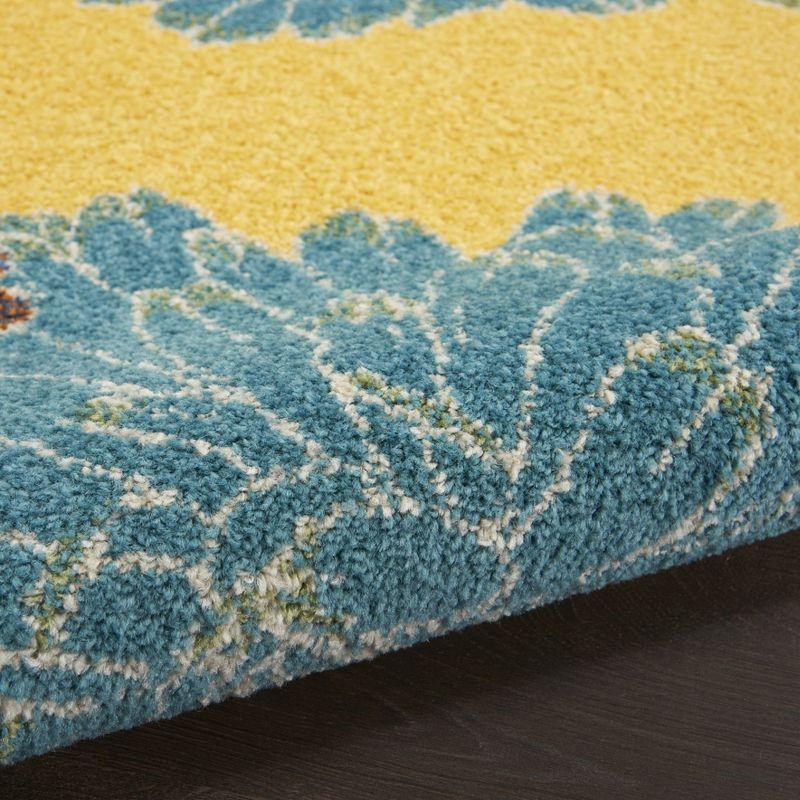 Sunlit Bloom 9' x 12' Yellow Floral Synthetic Area Rug