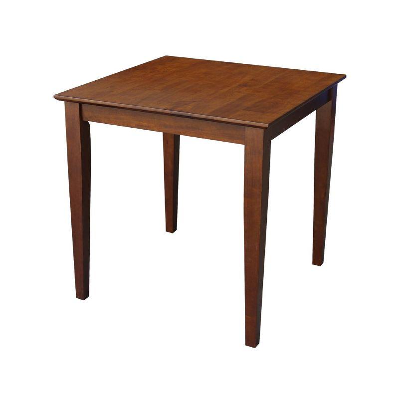 Solid Wood Top Dining Table with Shaker Legs Brown - International Concepts: Parawood, Non-Extension, Square Shape, Seats 4